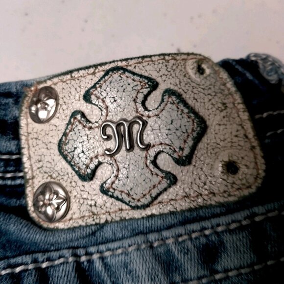 Miss Me Jeans Girls Size 7 Studded Rhinestones Whiskered KE8393C Crop Pants - Picture 15 of 16